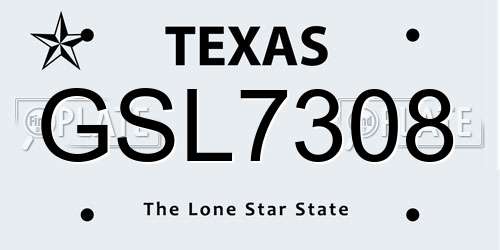 GSL7308 Texas License Plate
