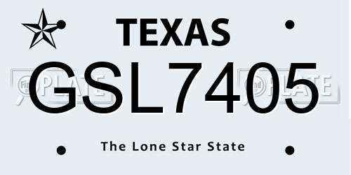 GSL7405 Texas License Plate