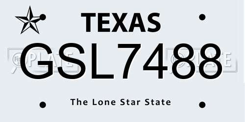 GSL7488 Texas License Plate