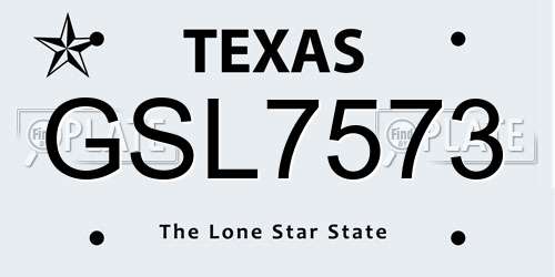 GSL7573 Texas License Plate