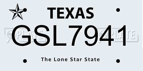 GSL7941 Texas License Plate