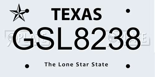 GSL8238 Texas License Plate