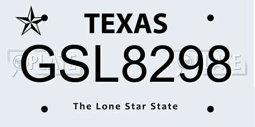 GSL8298 Texas License Plate