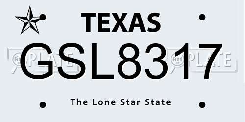GSL8317 Texas License Plate