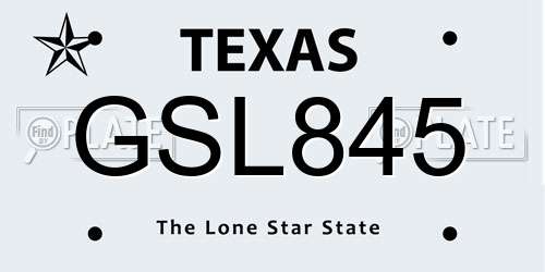 GSL845 Texas License Plate
