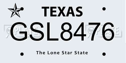 GSL8476 Texas License Plate