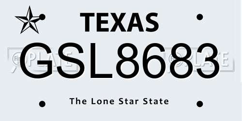 GSL8683 Texas License Plate