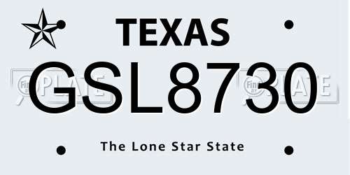 GSL8730 Texas License Plate