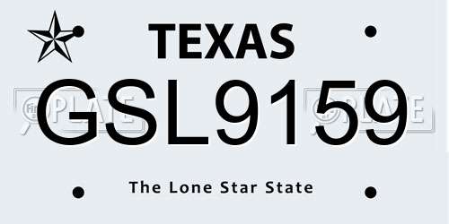 GSL9159 Texas License Plate