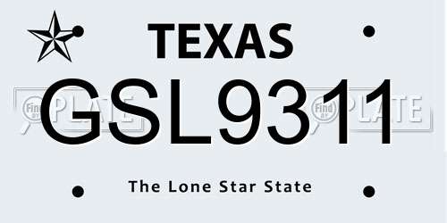 GSL9311 Texas License Plate