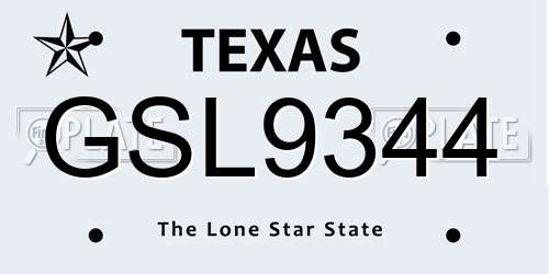 GSL9344 Texas License Plate