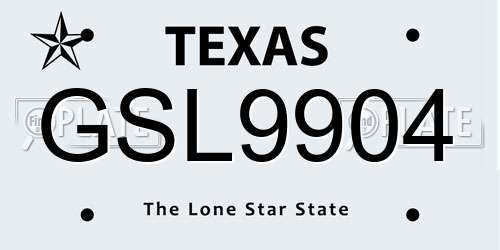 GSL9904 Texas License Plate