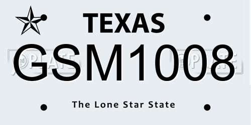 GSM1008 Texas License Plate