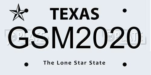 GSM2020 Texas License Plate