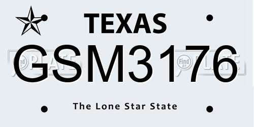 GSM3176 Texas License Plate
