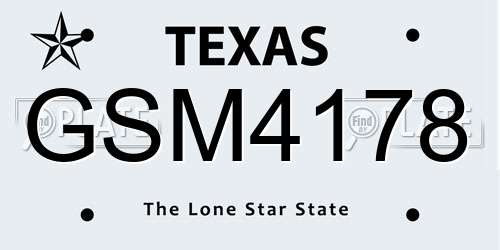 GSM4178 Texas License Plate