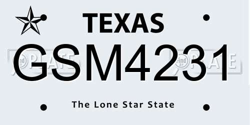 GSM4231 Texas License Plate