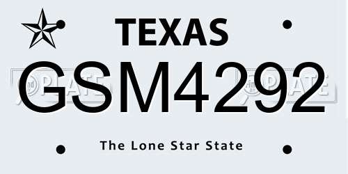 GSM4292 Texas License Plate