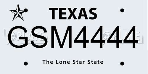 GSM4444 Texas License Plate