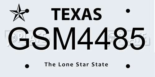 GSM4485 Texas License Plate