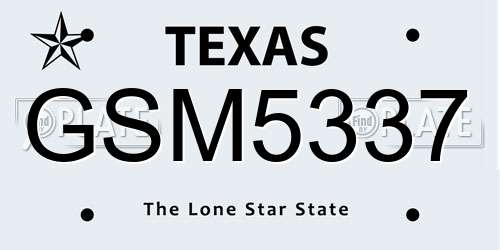 GSM5337 Texas License Plate