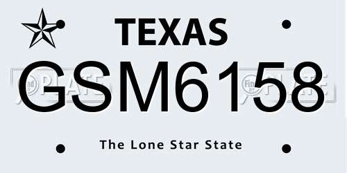 GSM6158 Texas License Plate