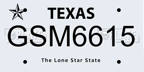 GSM6615 Texas License Plate