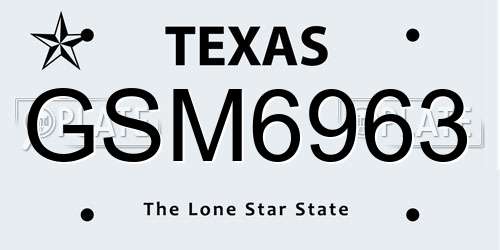 GSM6963 Texas License Plate