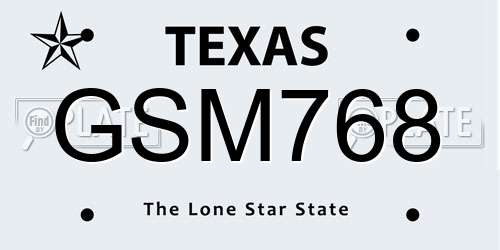 GSM768 Texas License Plate