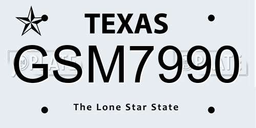GSM7990 Texas License Plate