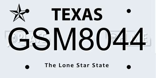 GSM8044 Texas License Plate