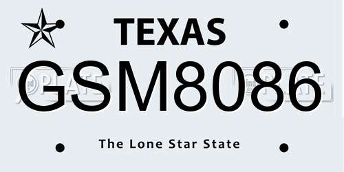 GSM8086 Texas License Plate