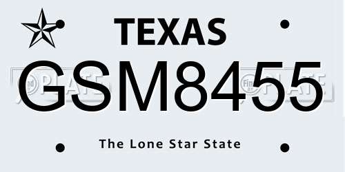 GSM8455 Texas License Plate