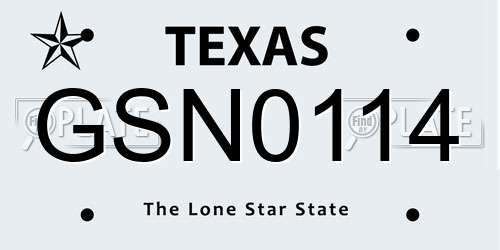 GSN0114 Texas License Plate