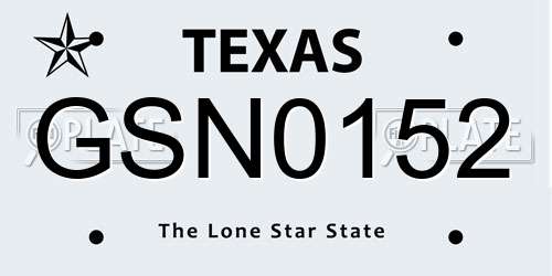 GSN0152 Texas License Plate
