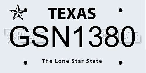 GSN1380 Texas License Plate
