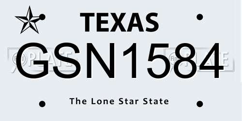 GSN1584 Texas License Plate