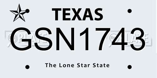 GSN1743 Texas License Plate