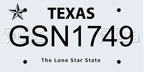 GSN1749 Texas License Plate