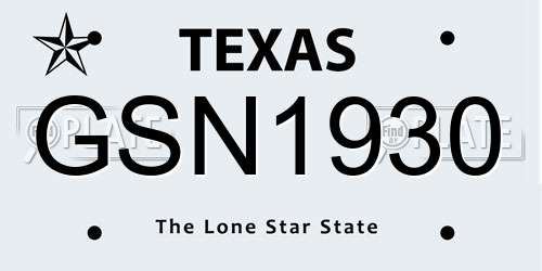 GSN1930 Texas License Plate