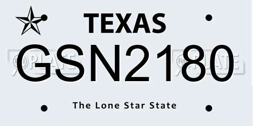 GSN2180 Texas License Plate