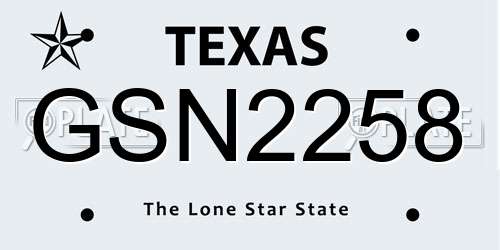 GSN2258 Texas License Plate