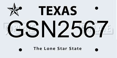 GSN2567 Texas License Plate