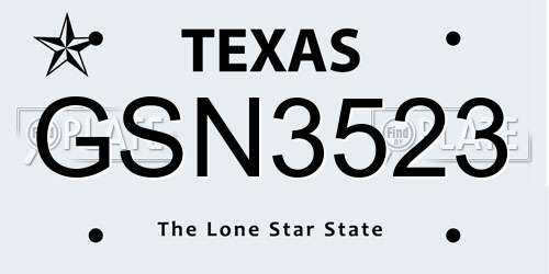 GSN3523 Texas License Plate
