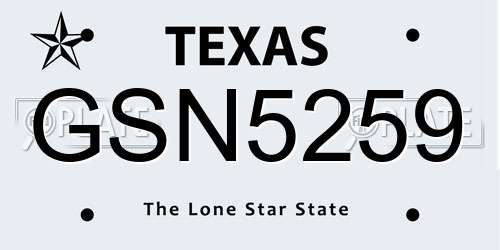 GSN5259 Texas License Plate