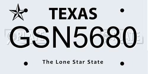 GSN5680 Texas License Plate