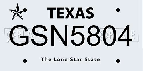 GSN5804 Texas License Plate