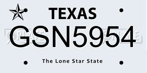 GSN5954 Texas License Plate