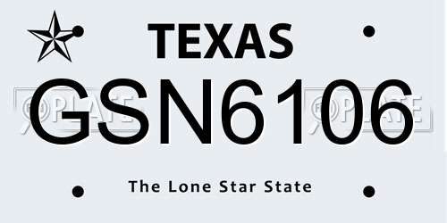 GSN6106 Texas License Plate