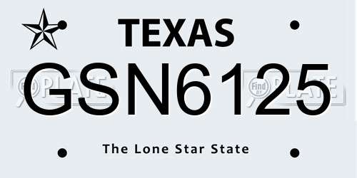GSN6125 Texas License Plate